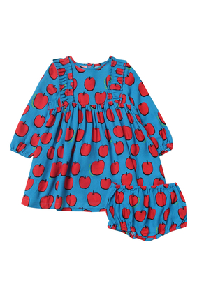 Apple-Print Dress With Bloomers